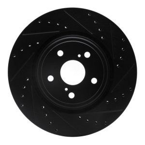 Lexus RX350 Brake Rotor (1) - Front Right - R1 Concepts - Drilled & Slotted - Black - `08-`21